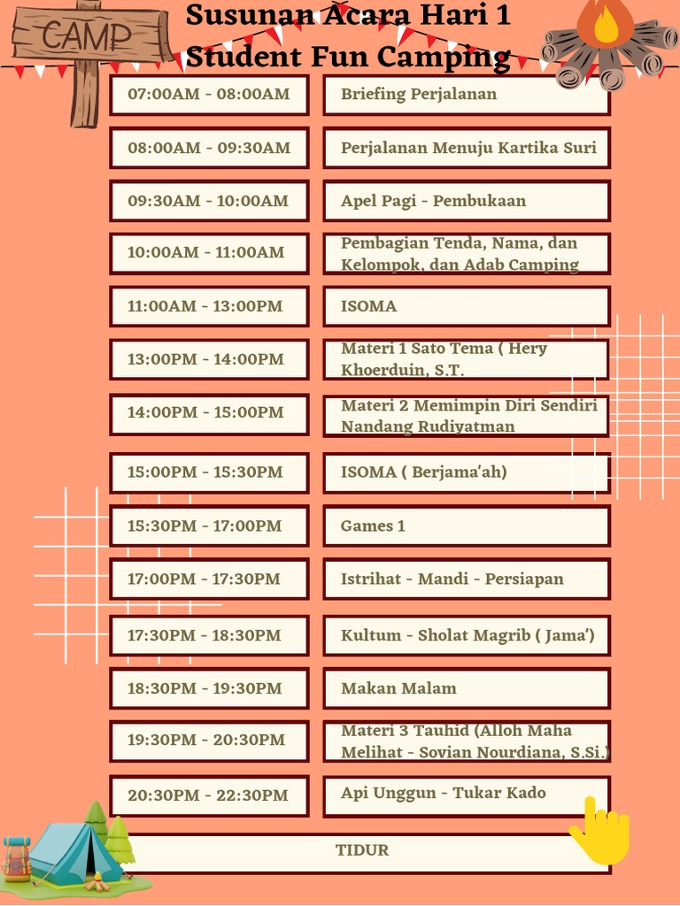 Rundown Acara Camping Ceria 3 Hari | PDF | Olahraga & Rekreasi ...