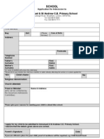 School Admissions Supplementary Application Form September 2012