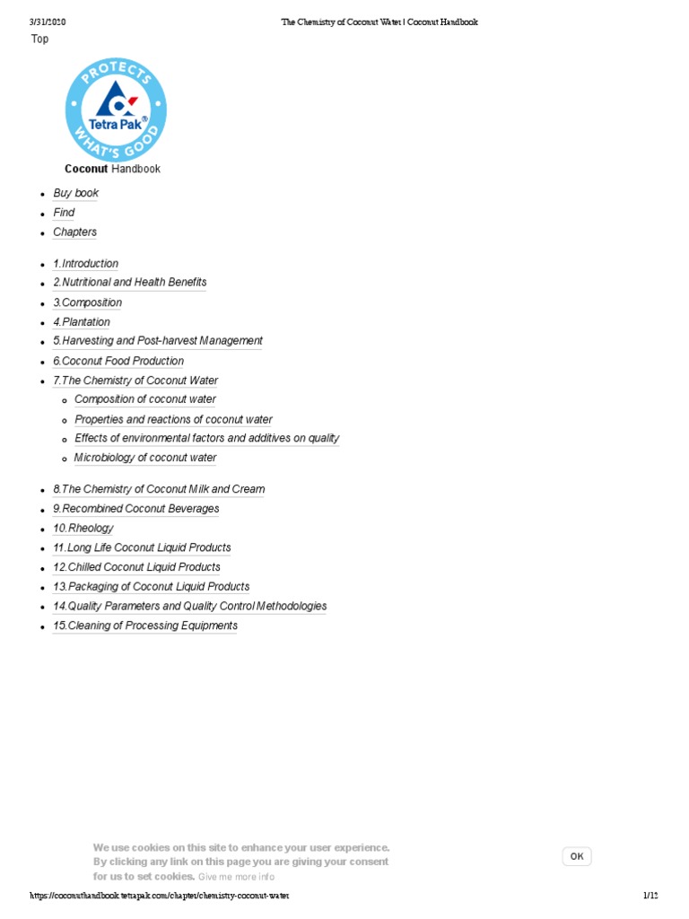 Chemistry and Composition of Coconut Water | PDF | Fermentation | Nutrition