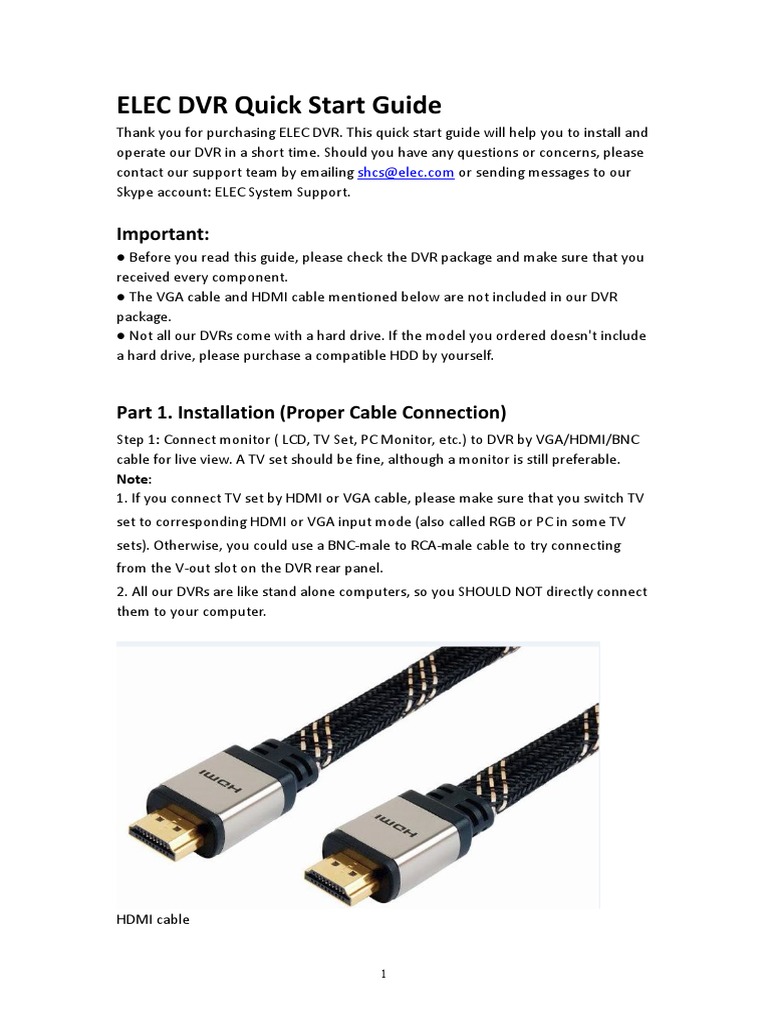 ELEC DVR Quick Start Guide | PDF | Digital Video Recorder | Computer ...