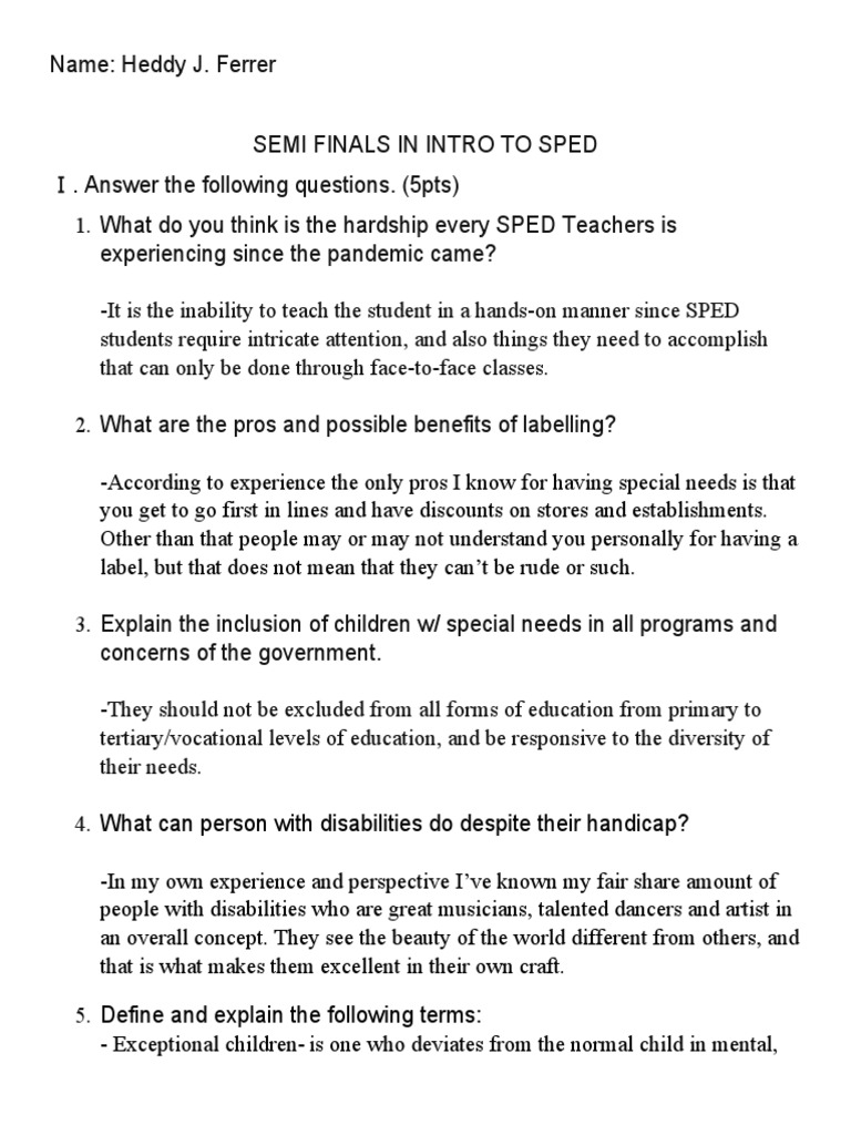 Intro To Sped Sf Pdf Cerebral Palsy Mental Disorder