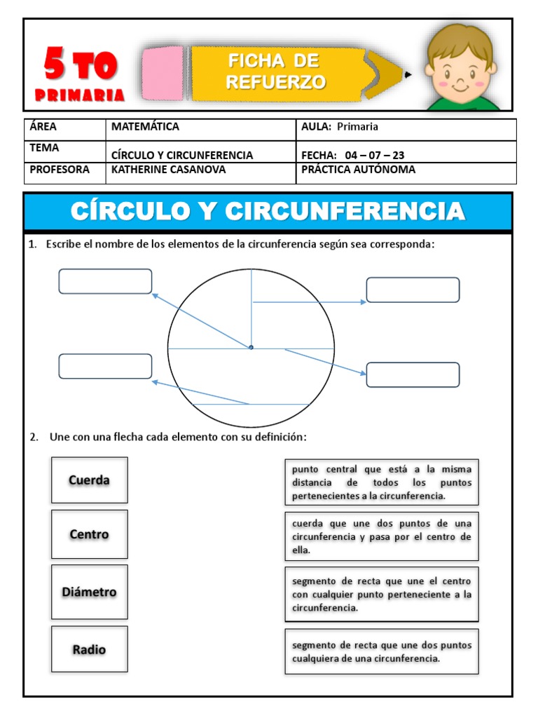 Ficha de Refuerzo: Círculo y Circunferencia | PDF