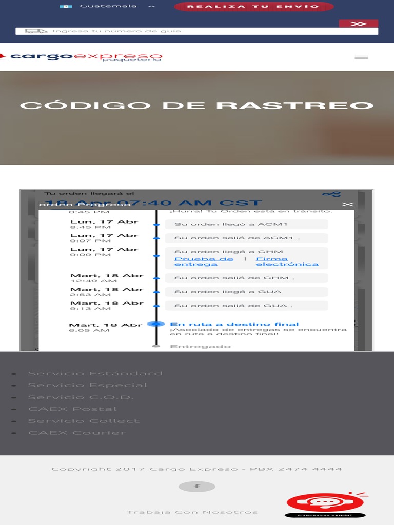 Rastreo de Cargo Expreso en Guatemala | PDF