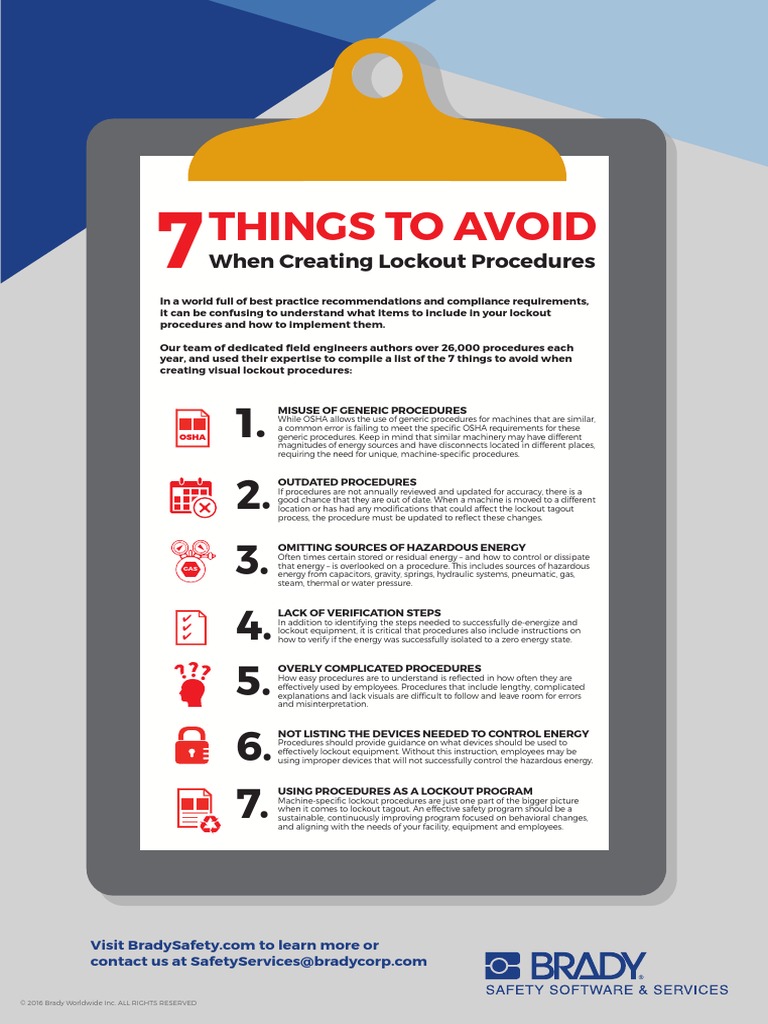 Brady Safety Lockout Procedures Infographic | PDF