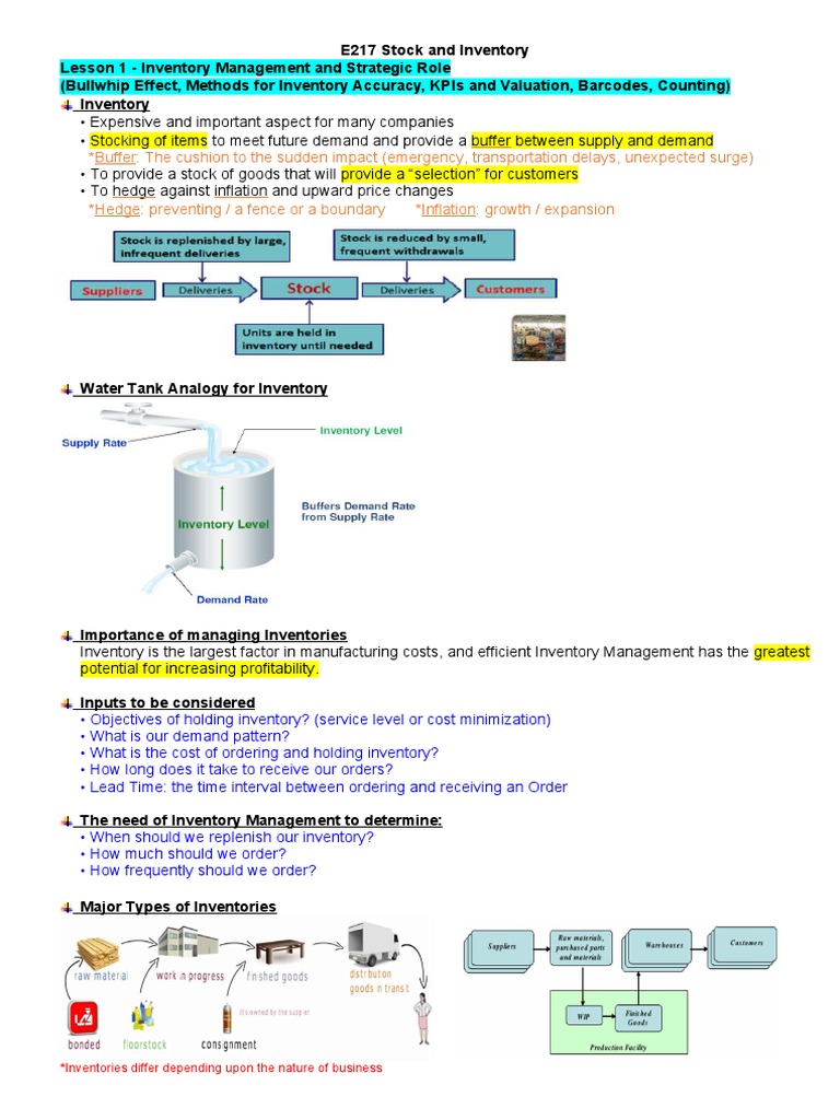 E217 ESE Notes | PDF | Inventory | Barcode