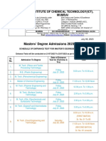 Masters (M.Chem - Engg. - M.Tech. - and M.E. (Pla - Engg.) Entrance Test Time Table (Admission 2023-2024)
