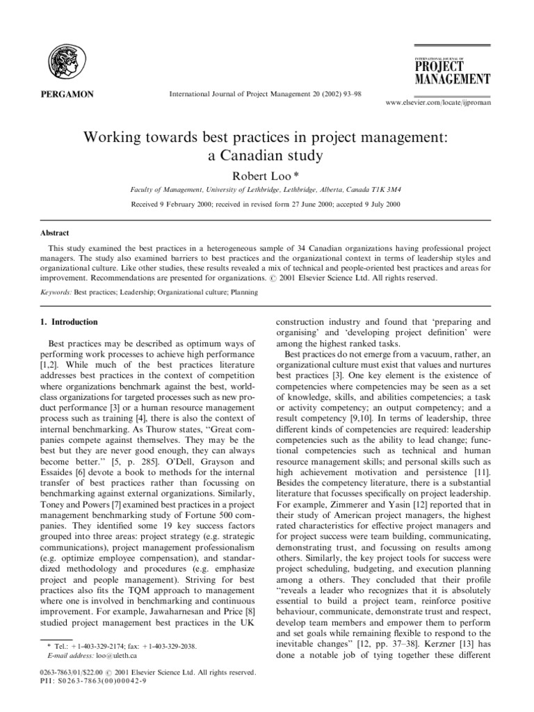 Working Towards Best Practices in Project Management | PDF | Leadership