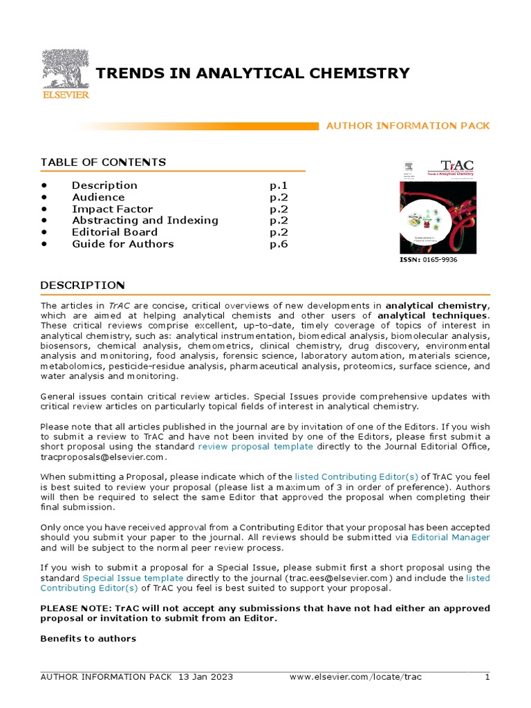 Trends in Analytical Chemistry  PDF  Analytical Chemistry  Gender