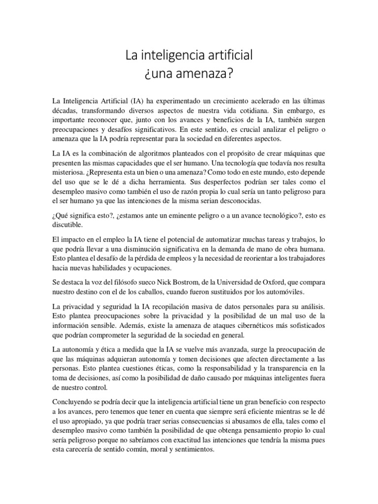 Riesgos y beneficios de la IA | PDF | Inteligencia artificial ...