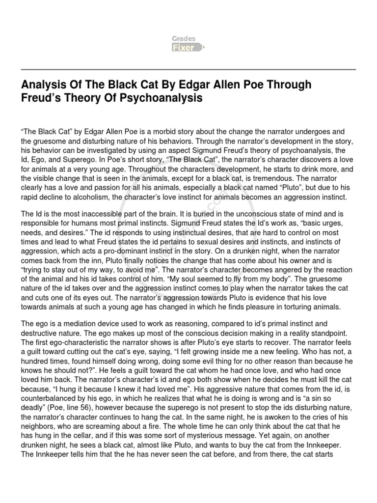 Analysis of The Black Cat by Edgar Allen Poe Through Freud's Theory of