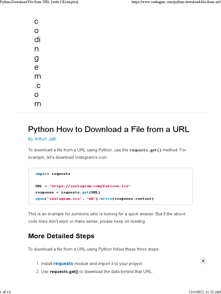 Python Download File From URL (With 3 Examples) | PDF | Icon (Computing ...
