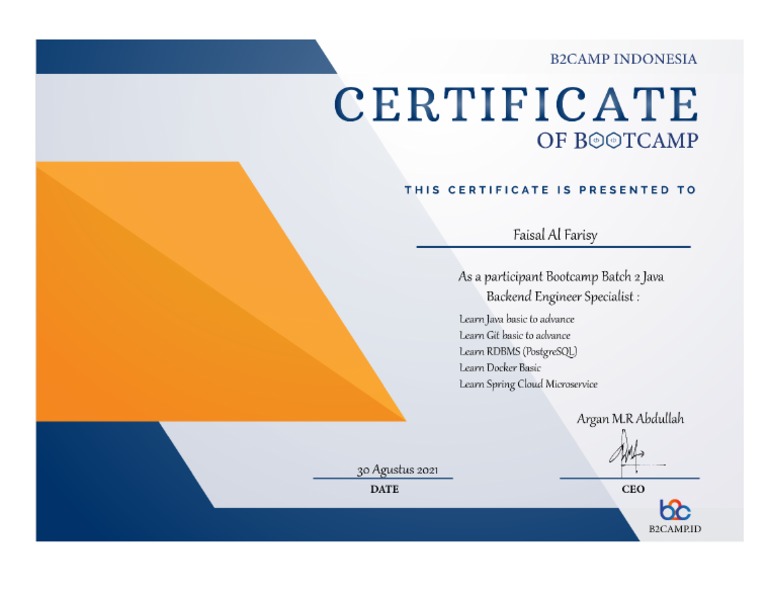 Sertifikat Bootcamp Batch 2 Java | PDF