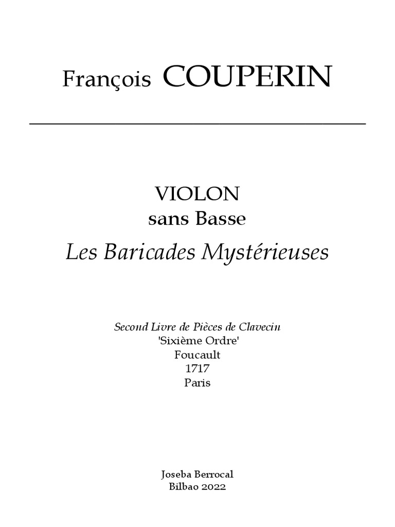 Couperin Barricades Violin Solo Download Free Pdf Musicology