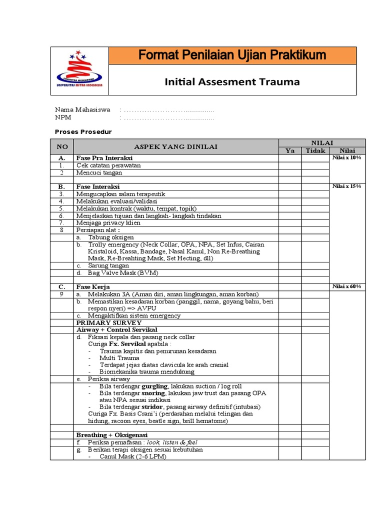 Format Utik Initial Assesment - Fix | PDF