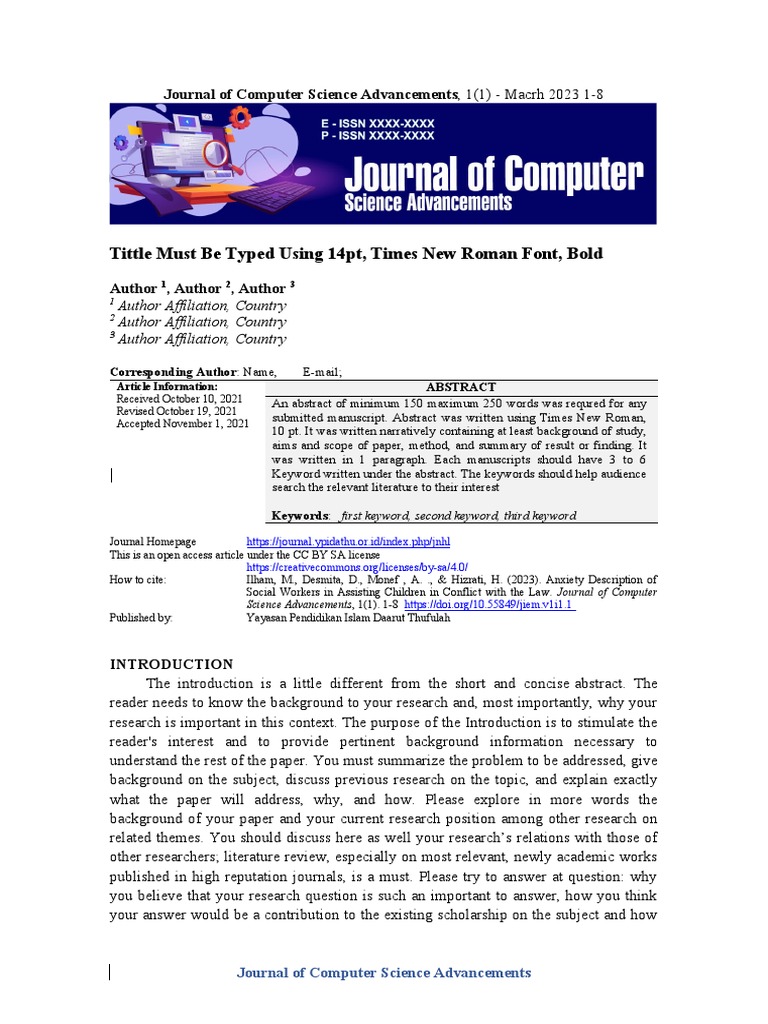 Template Journal of Computer Science Advancements | PDF | Methodology ...