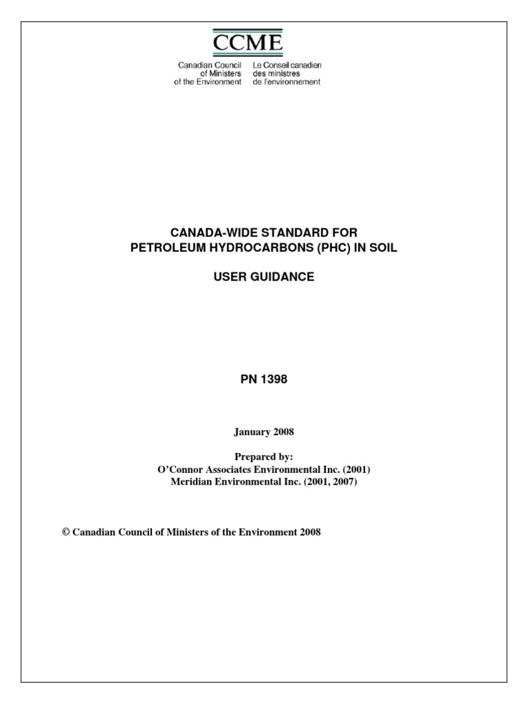Canada Ccme Standard Pdf Petroleum Risk