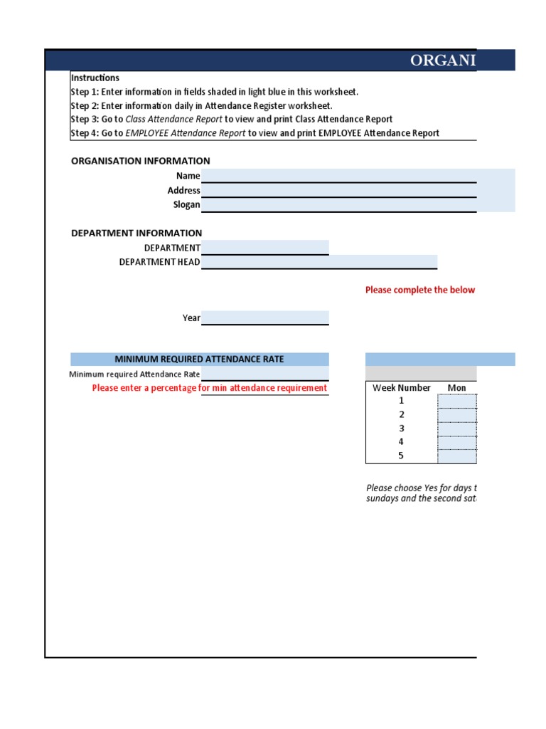School Attendance Register Template | PDF