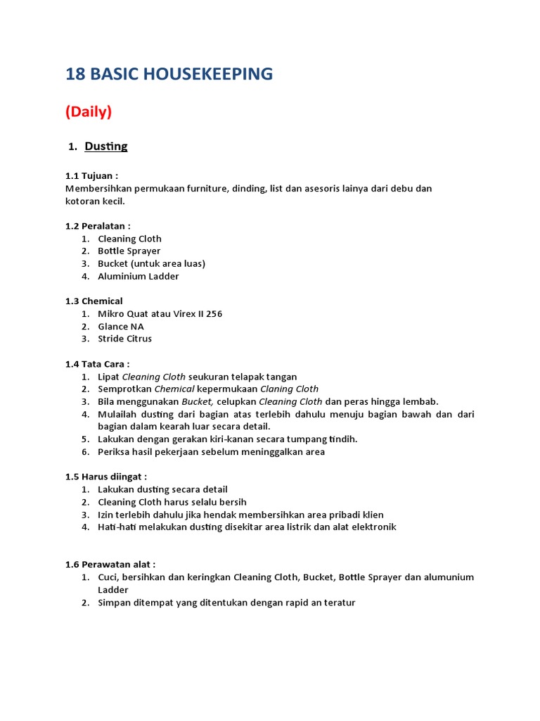 18 Basic Housekeeping PDF