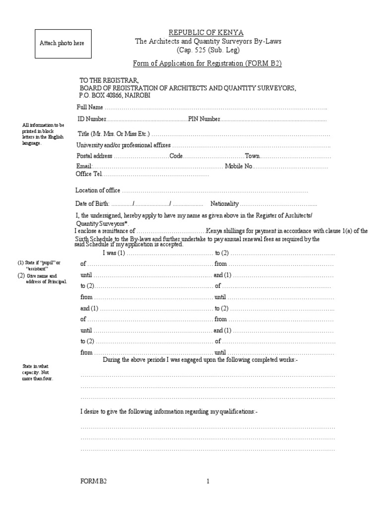 Form B2 A Application For Registration | PDF