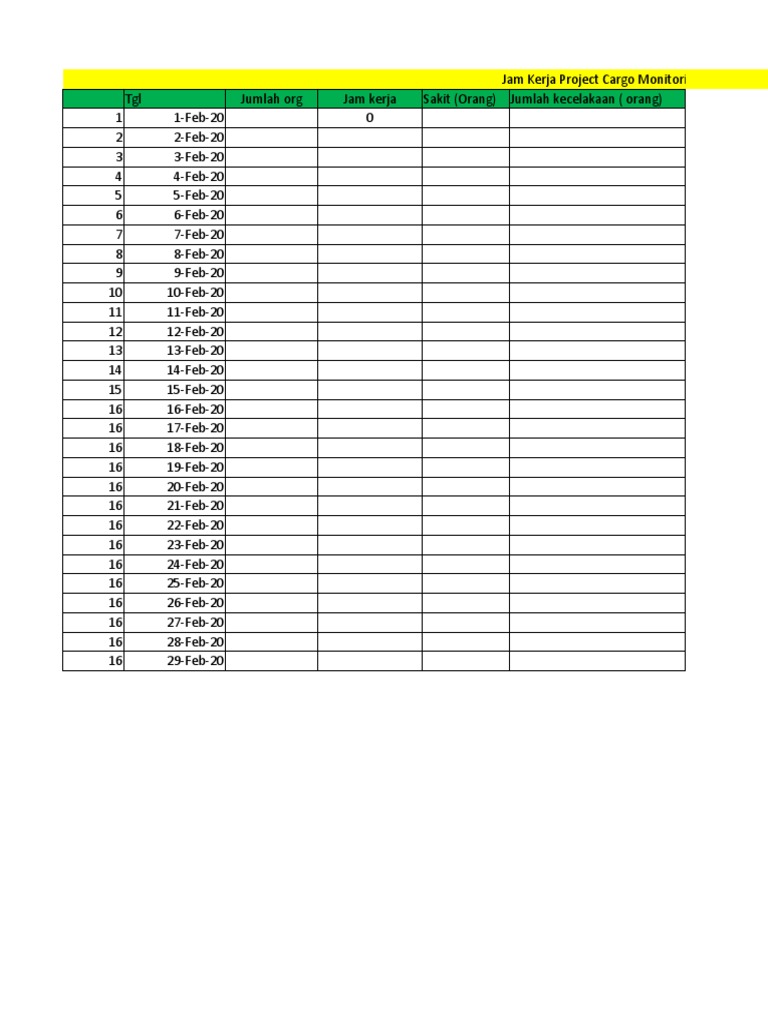 Form Jam Kerja Selamat Project CM PDF