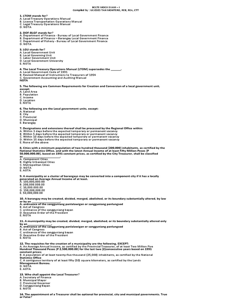 Bclte Exam Reviewer PDF Property Tax Real Estate Appraisal