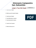 JUEVES de PRUEBA 4TH GRADE 4 Periodo - Science Social and Math