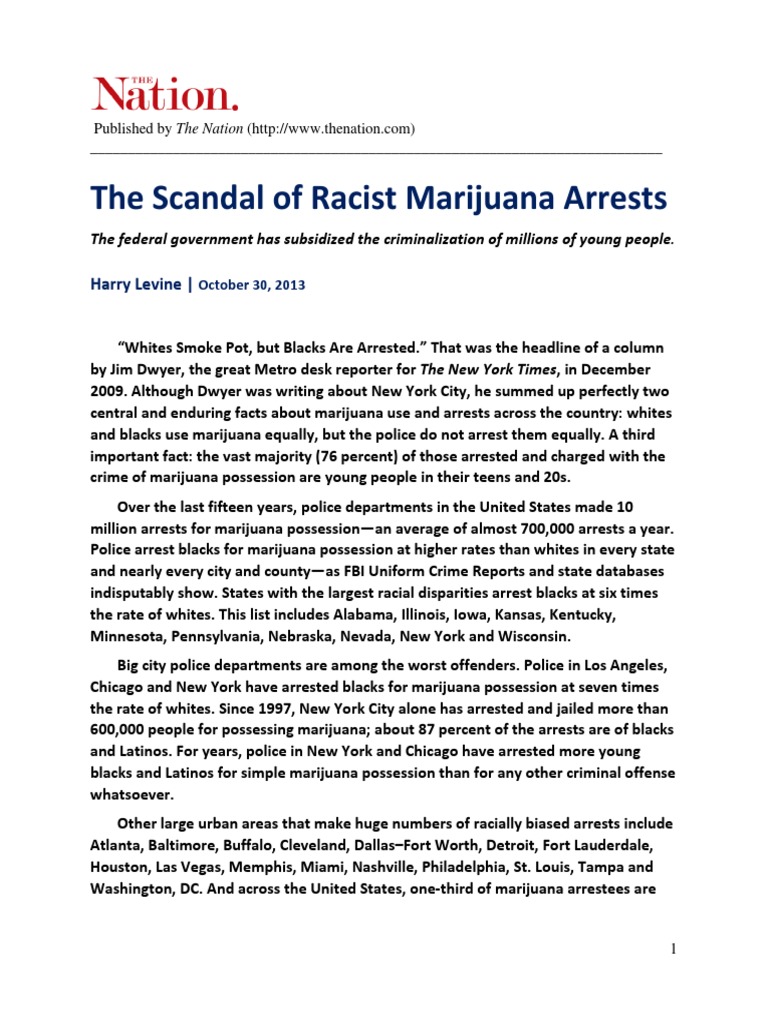 The Scandal of Racist Marijuana Arrests Harry Levine The Nation