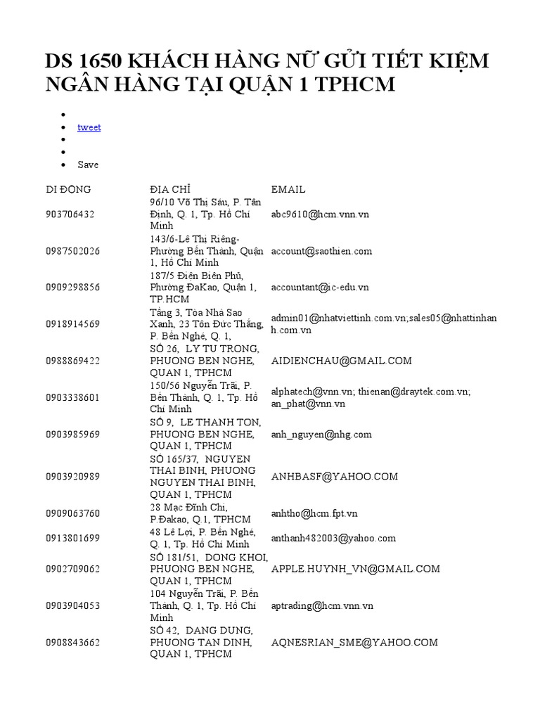 Ds 1650 khach hang nu gui tiet kiem ngan hang tai quan 1 tphcm pdf