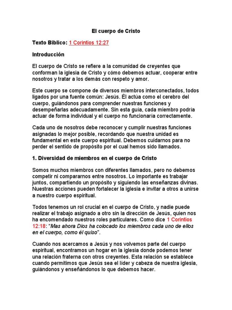 El Cuerpo de Cristo | PDF