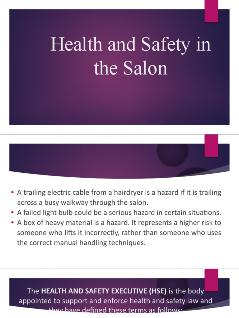 Health and Safety in The Salon Ppoint PDF Occupational Safety And