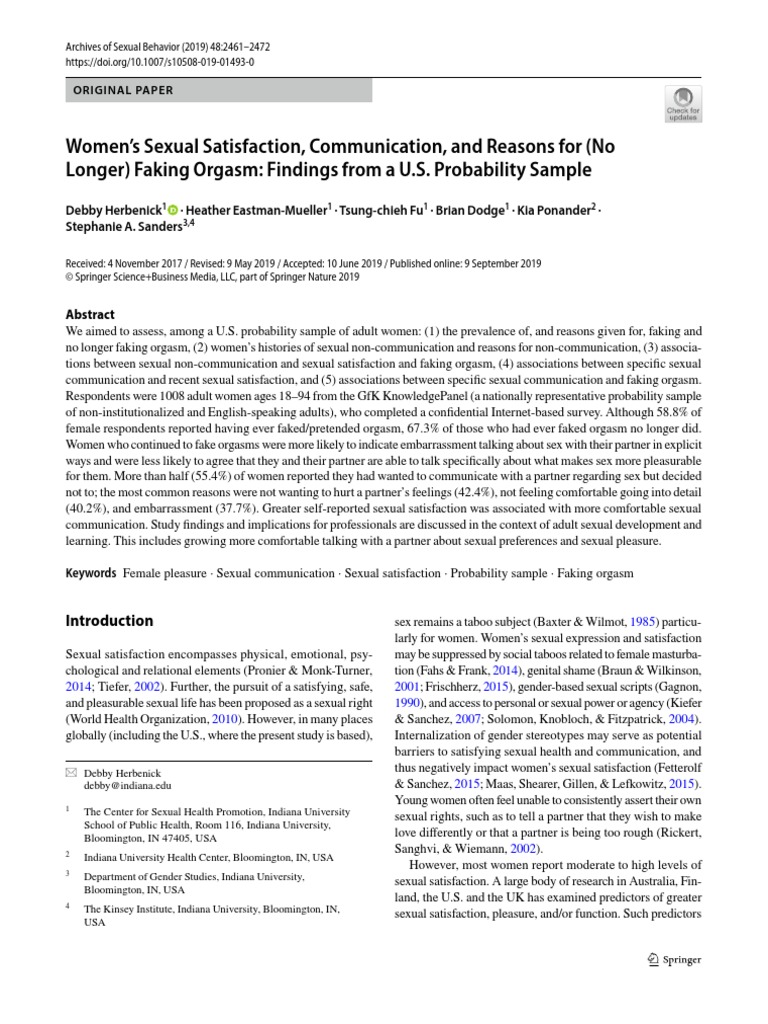 Women's Sexual Satisfaction Study | PDF