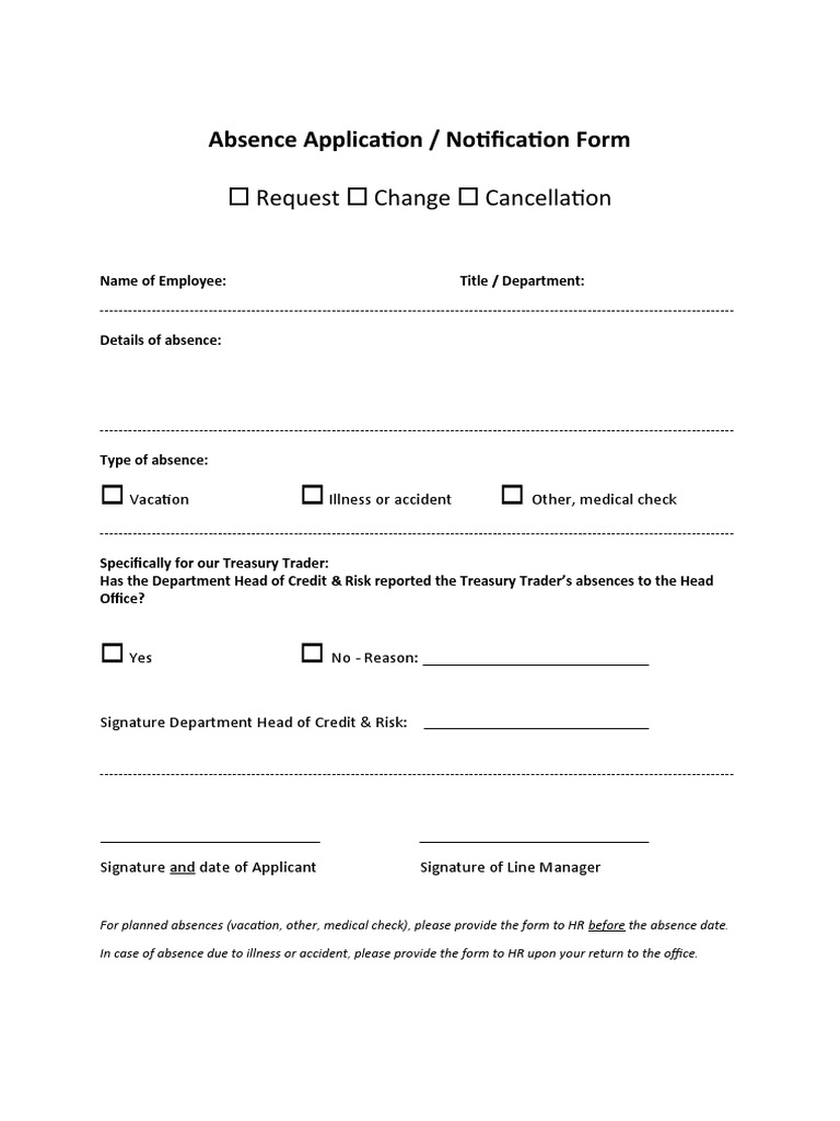 ZZ Absence Application Form | PDF