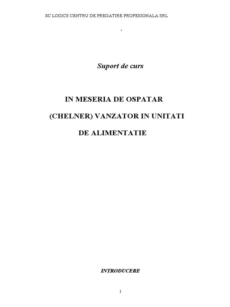 Curs Ospatar | PDF