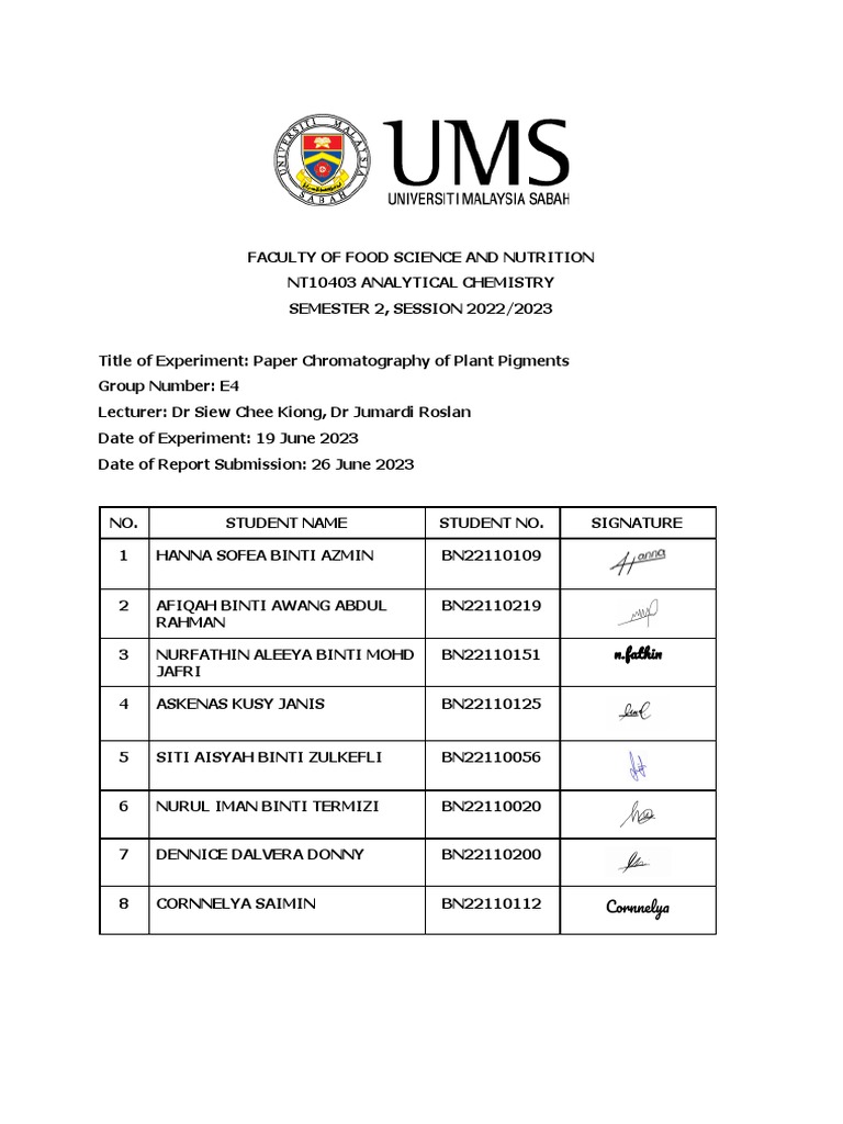 Lab Report 5_ Paper Chromatography of Plant Pigments PDF