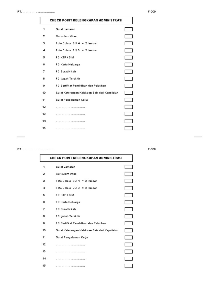Form Check Point PDF