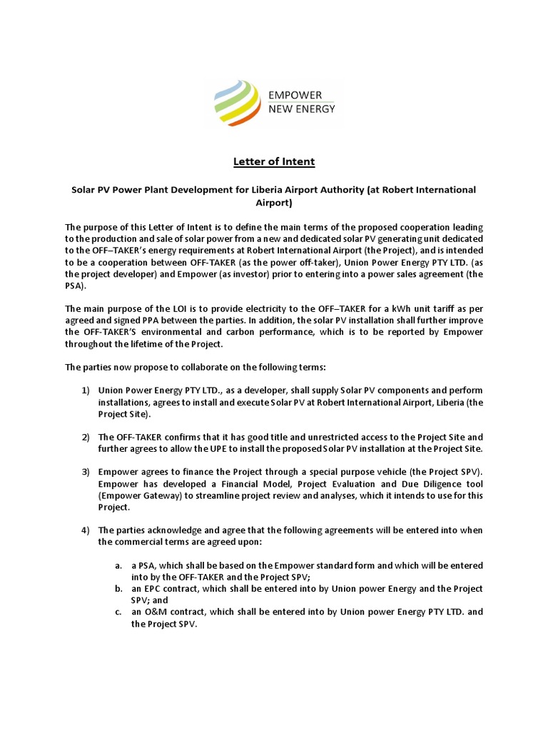 Tri-Partite - LoI For Empower Dev Off-Taker - Rev 1 - 04.04.2023 ...
