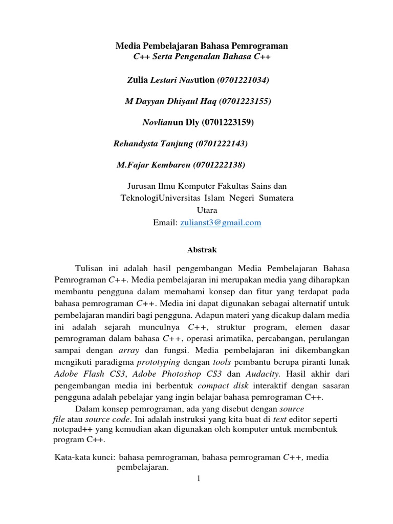 Media Pembelajaran Bahasa C++ Interaktif | PDF | Komputer