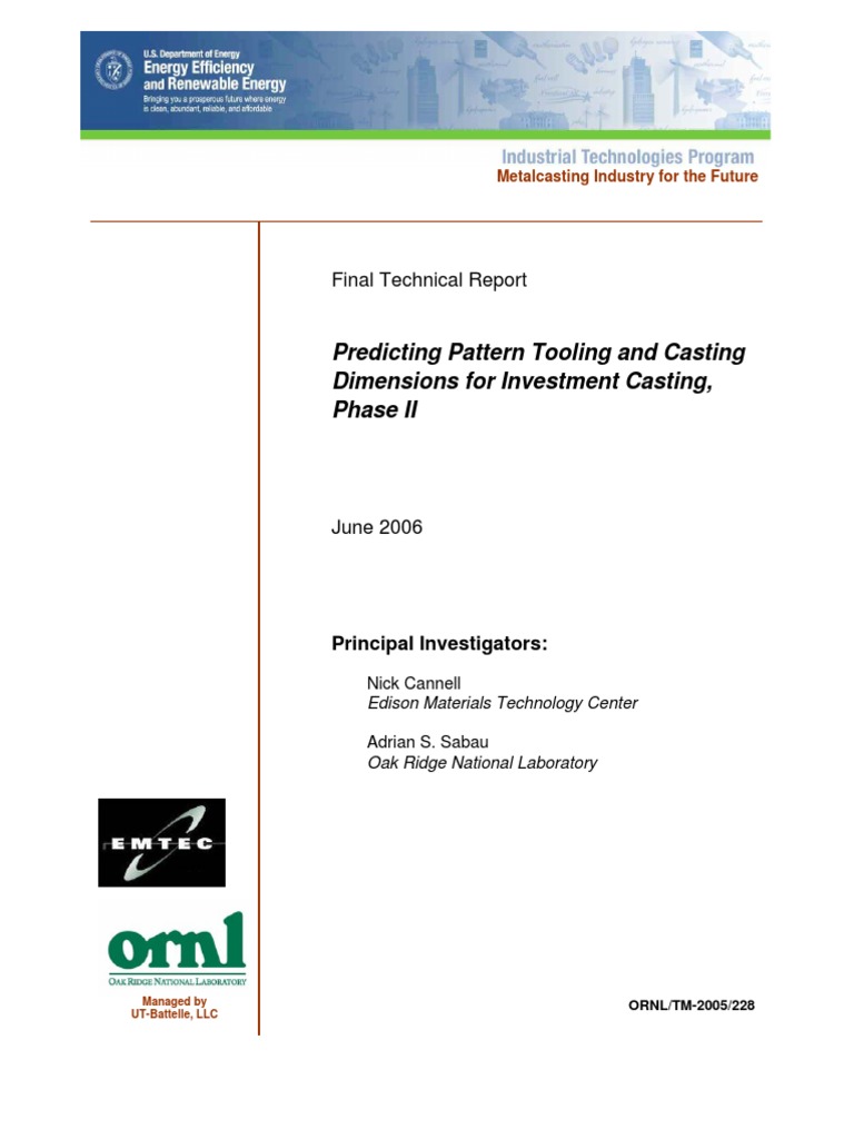 Predicting Pattern Tooling and Casting Dimensions For Investment ...