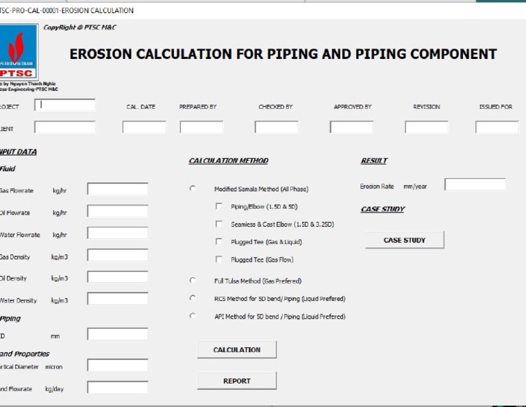 Erosion Rate Calculation With Method Option Software PDF