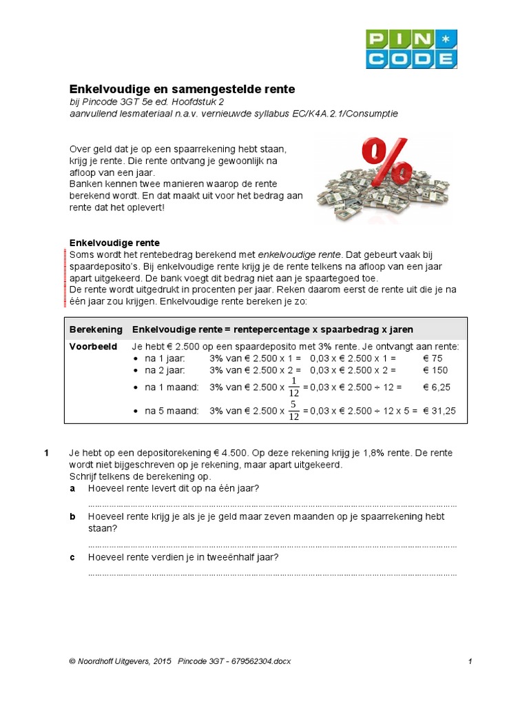 Lesbrief Enkelvoudige en Samengestelde Rente PDF