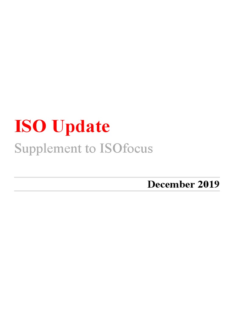 ISO Standards Update - December 2019 | PDF | International Organization ...