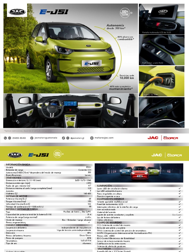 Ficha Técnica JAC e-JS1: Especificaciones y Precio | PDF | Carros ...