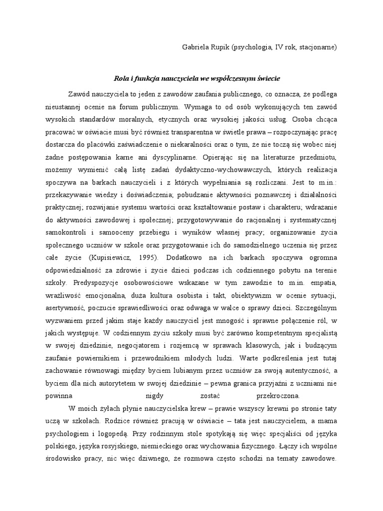 Rola Nauczyciela - Gabriela Rupik | PDF