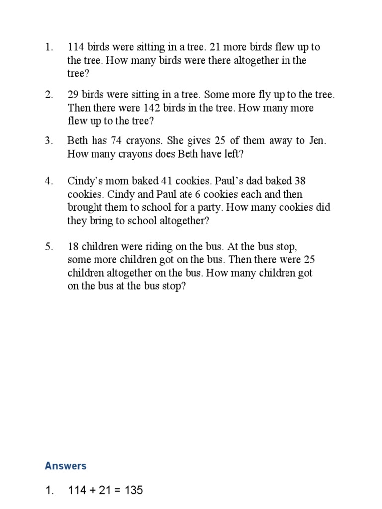 Grade-2-Mixed - Addition - and - Subtraction - Word - Problems - A | PDF