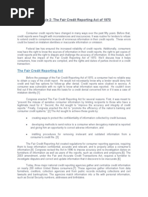 The Fair Credit Reporting Act of 1970