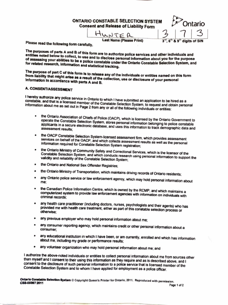 Ontario Constable Selection and Personal History | PDF | Police ...