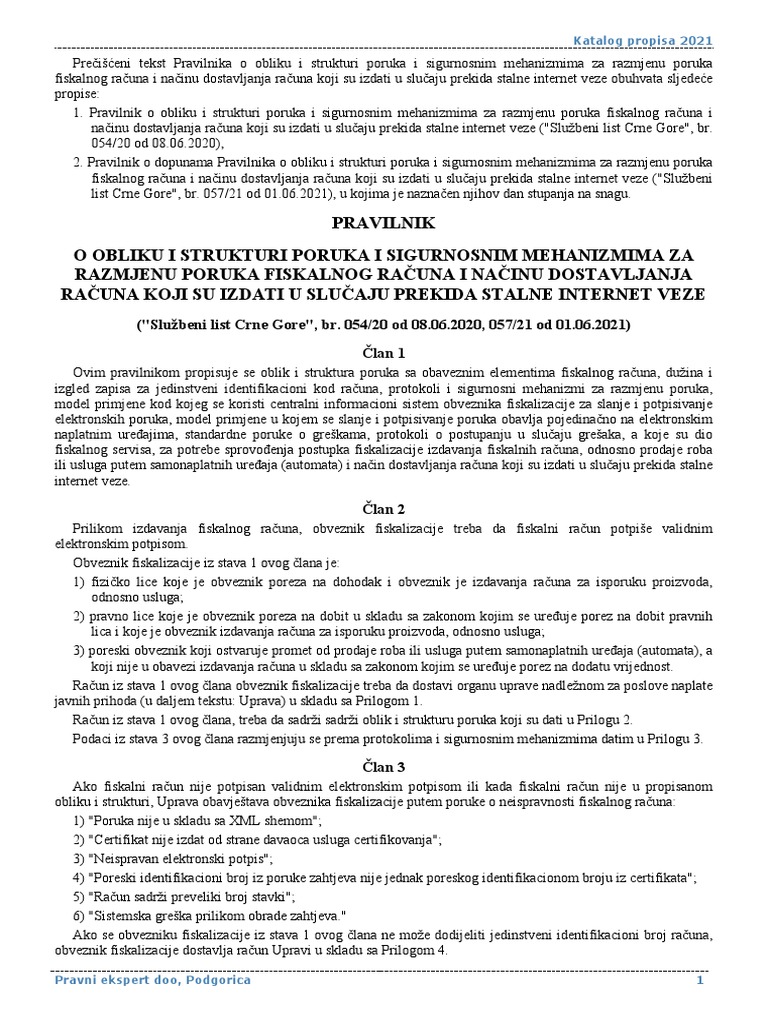 Pravilnik o Obliku I Strukturi Poruka I Sigurnosnim Mehanizmima Za ...