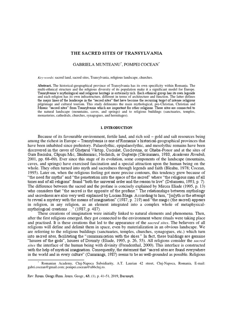 Munteanu, Cocean Sacred Sites in Romania PDF