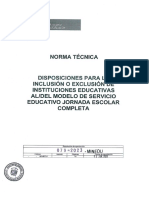 Norma Técnica Disposiciones para La Inclusión o Exclusión de Instituciones Educativas Al Del Modelo de Servicio Educativo Jornada Escolar Completa