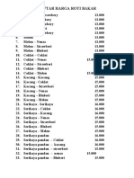 Daftar Harga Roti Bakar